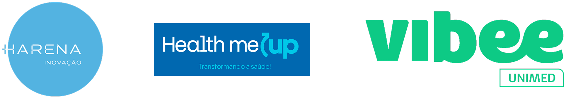 Logos dos programas de aceleração: Health me up, Vibee